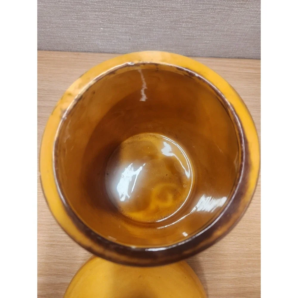 Vintage MCM Holiday Designs Tea Lidded Ceramic Canister Harvest Yellow Mushroom